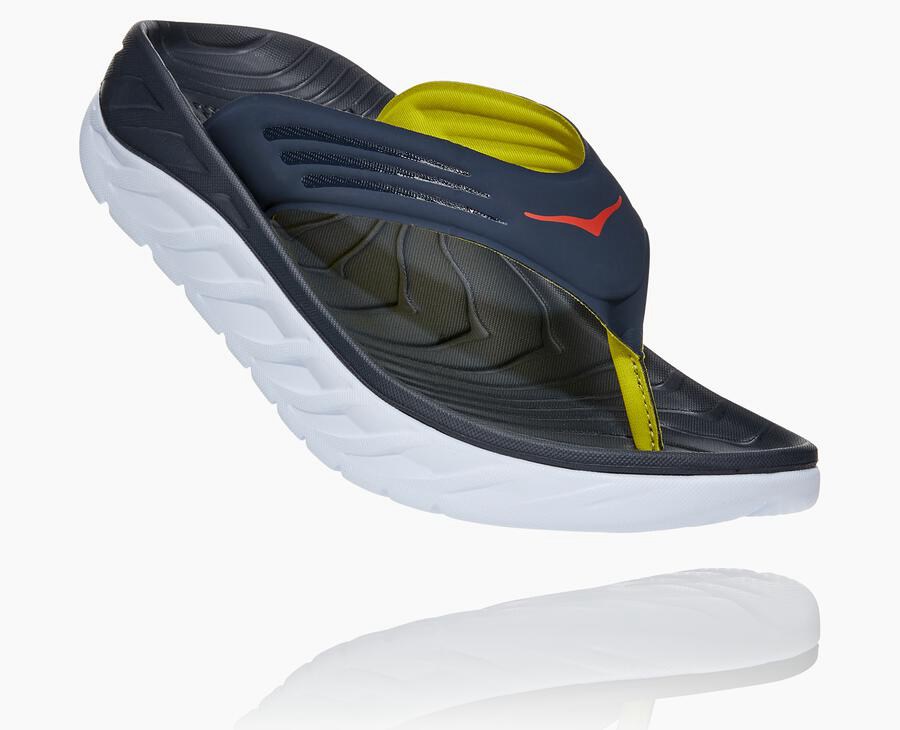 Hoka One One サンダル メンズ ネイビー/白 - ORA Recovery フリップ - QS0985316